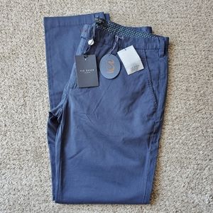 Ted Baker London Navy Dot Print Slim Fit Pants